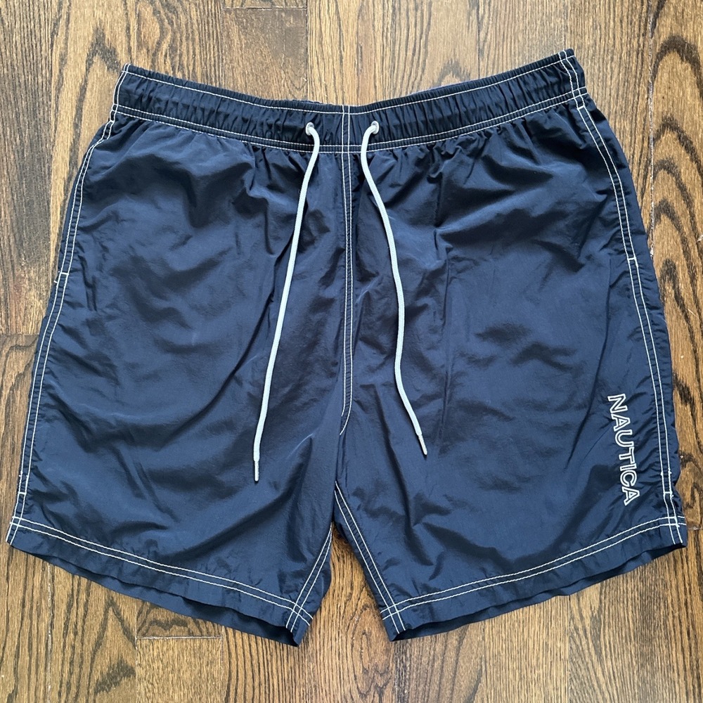 Nautica Men's‎ Swim Trunks Black Swim Shorts Elastic Waist XL